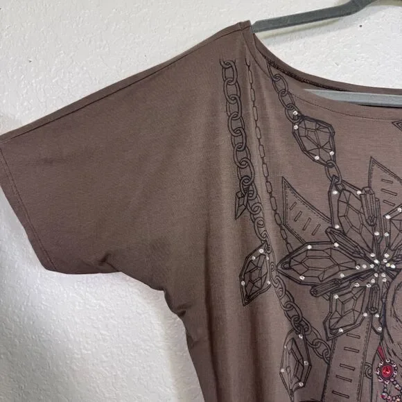 Key Closet Top Women Small Tunic Owl Key Mini Dress Swarovski Crystal Rhinestone - Picture 5 of 7